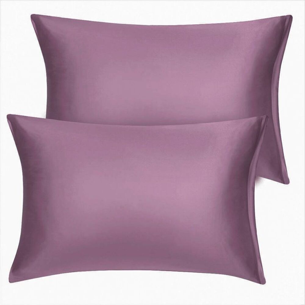 2pcs Satin Pillowcase with Zipper Soft Luxury Silky Pillow Covers Mauve